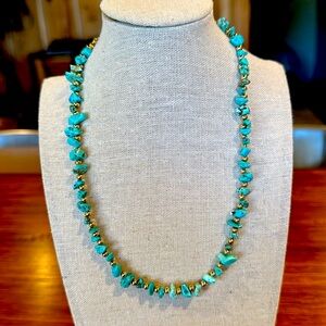 Turquoise and gold tone necklace